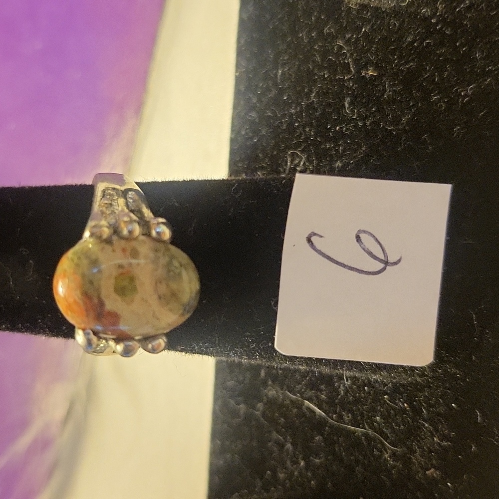 Elegant Silver and Orange Stone Ring